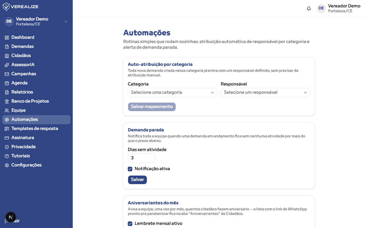 Acesse "Automações" no menu lateral