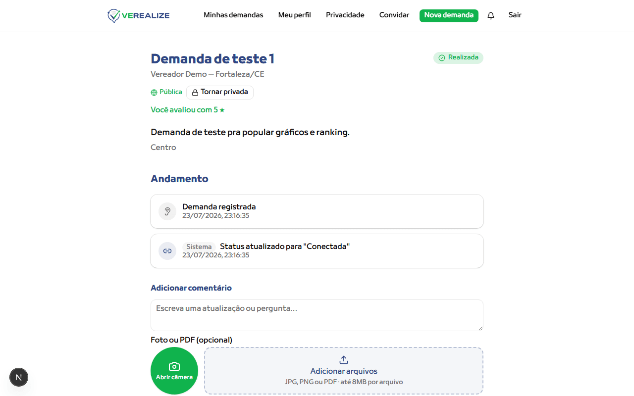 Abra a demanda e escolha as estrelas