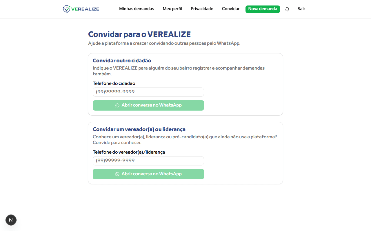 Acesse "Convidar" no menu