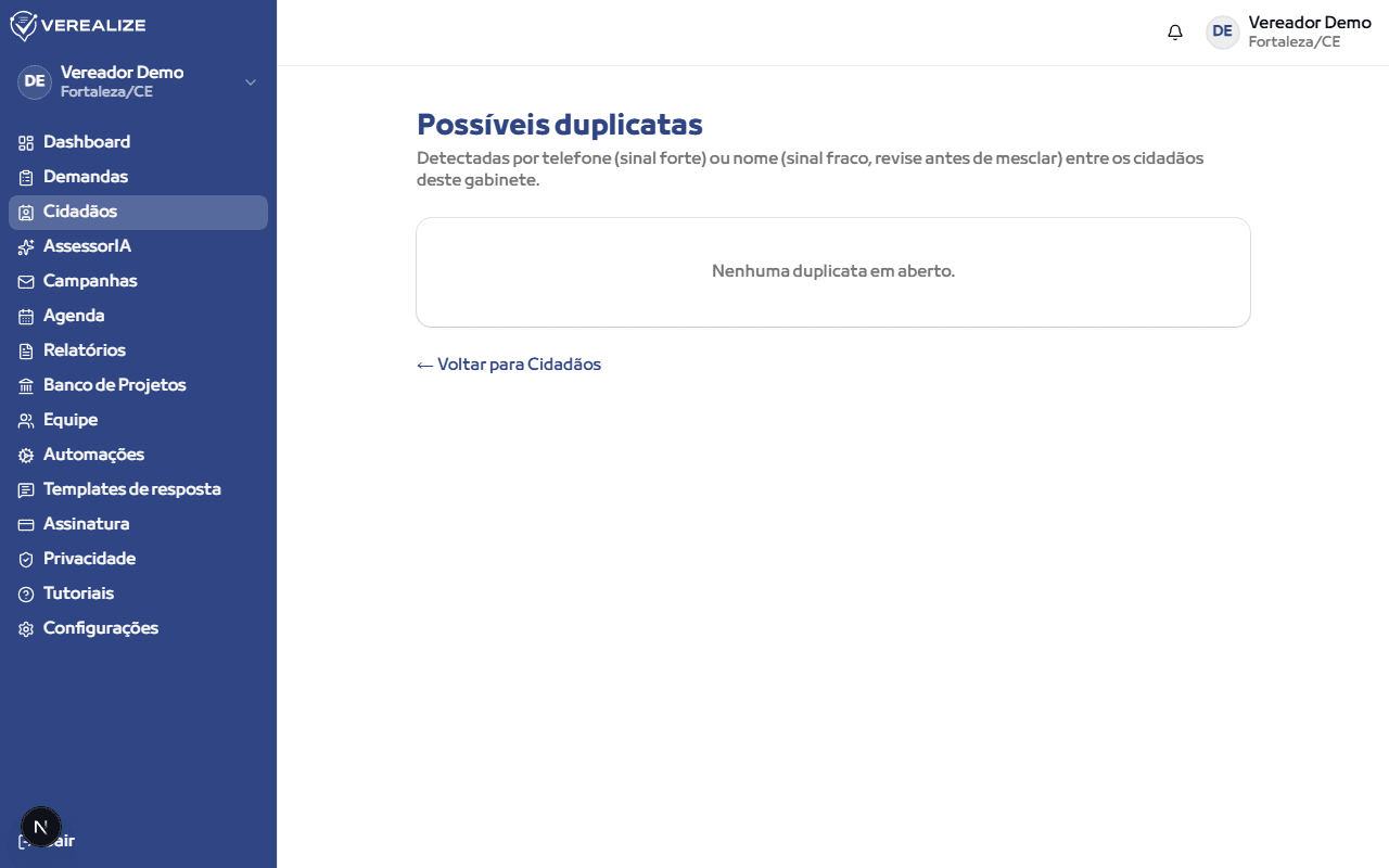 Acesse "Cidadãos" → "Duplicados"